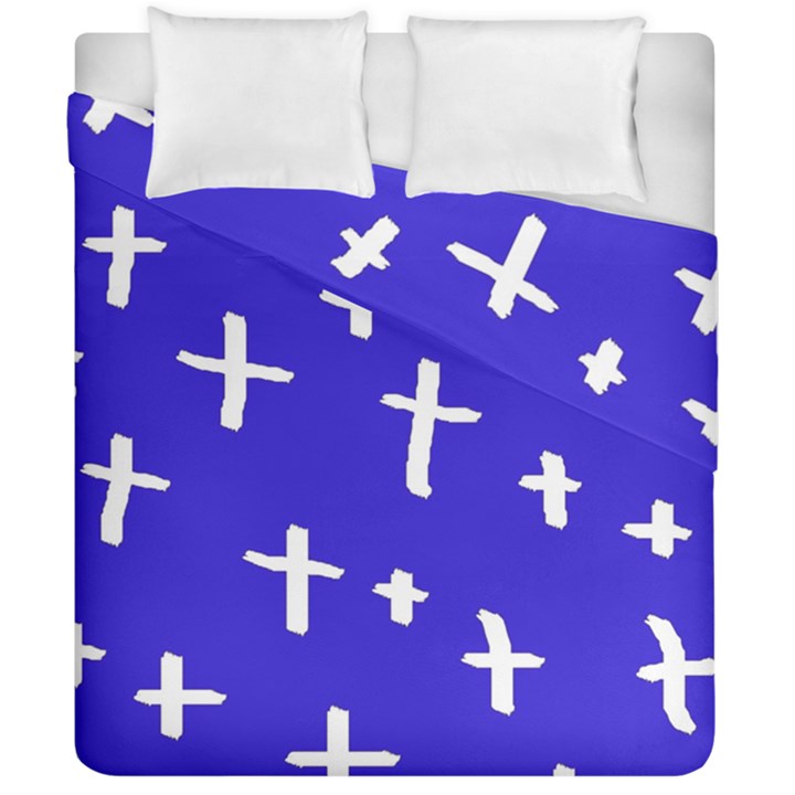 Blue White Cross Duvet Cover Double Side (California King Size)