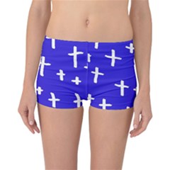 Blue White Cross Reversible Boyleg Bikini Bottoms by snowwhitegirl