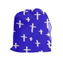 Blue White Cross Drawstring Pouch (XL) View1