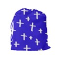 Blue White Cross Drawstring Pouch (XL) View2