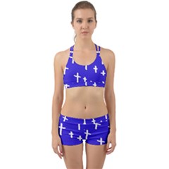 Blue White Cross Back Web Gym Set by snowwhitegirl