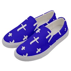 Blue White Cross Men s Canvas Slip Ons