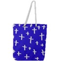 Blue White Cross Full Print Rope Handle Tote (Large) View1