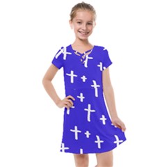 Blue White Cross Kids  Cross Web Dress