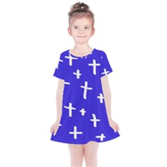 Blue White Cross Kids  Simple Cotton Dress