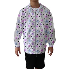 Hearts And Star Dot White Hooded Windbreaker (kids) by snowwhitegirl