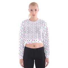 Hearts And Star Dot White Cropped Sweatshirt