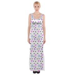 Hearts And Star Dot White Maxi Thigh Split Dress by snowwhitegirl