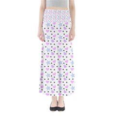 Hearts And Star Dot White Full Length Maxi Skirt by snowwhitegirl