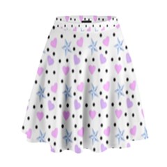 Hearts And Star Dot White High Waist Skirt by snowwhitegirl