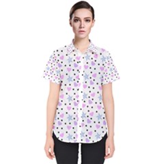 Hearts And Star Dot White Women s Short Sleeve Shirt