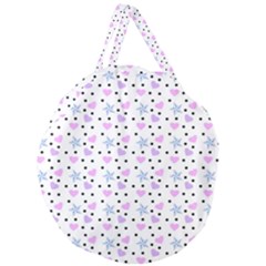 Hearts And Star Dot White Giant Round Zipper Tote