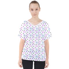 Hearts And Star Dot White V-neck Dolman Drape Top by snowwhitegirl