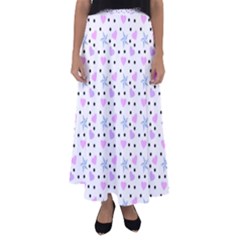 Hearts And Star Dot White Flared Maxi Skirt by snowwhitegirl