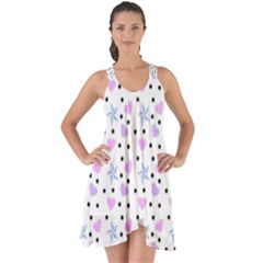 Hearts And Star Dot White Show Some Back Chiffon Dress by snowwhitegirl