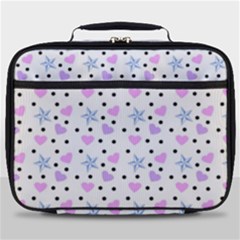 Hearts And Star Dot White Full Print Lunch Bag