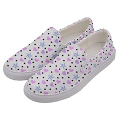 Hearts And Star Dot White Men s Canvas Slip Ons