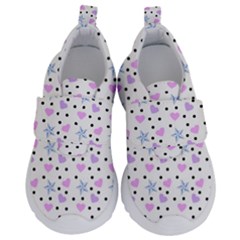 Hearts And Star Dot White Velcro Strap Shoes