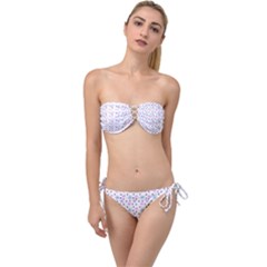 Hearts And Star Dot White Twist Bandeau Bikini Set by snowwhitegirl