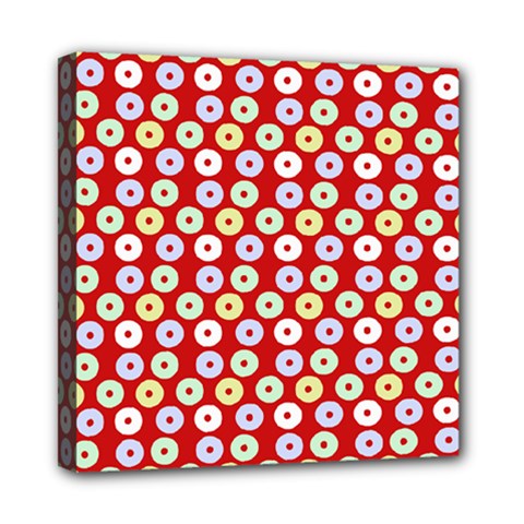 Eye Dots Red Pastel Mini Canvas 8  X 8 