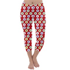 Eye Dots Red Pastel Capri Winter Leggings 