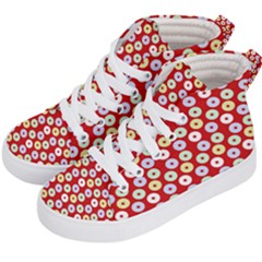 Eye Dots Red Pastel Kid s Hi-top Skate Sneakers