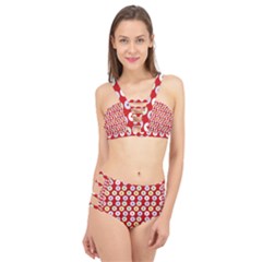 Eye Dots Red Pastel Cage Up Bikini Set