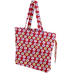 Eye Dots Red Pastel Drawstring Tote Bag