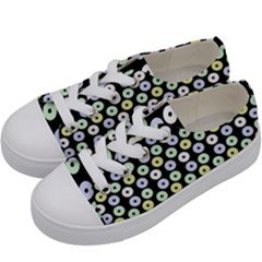 Eye Dots Black Pastel Kids  Low Top Canvas Sneakers by snowwhitegirl