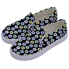 Eye Dots Black Pastel Kids  Canvas Slip Ons by snowwhitegirl