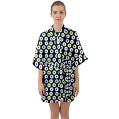 Eye Dots Black Pastel Quarter Sleeve Kimono Robe