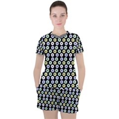 Eye Dots Black Pastel Women s Tee And Shorts Set