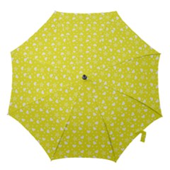 Hearts And Star Dot Yellow Hook Handle Umbrellas (large) by snowwhitegirl