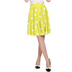 Hearts And Star Dot Yellow A-line Skirt by snowwhitegirl