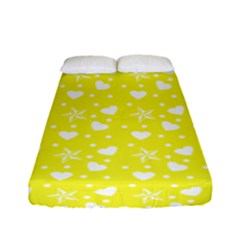 Hearts And Star Dot Yellow Fitted Sheet (full/ Double Size) by snowwhitegirl