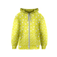 Hearts And Star Dot Yellow Kids  Zipper Hoodie by snowwhitegirl