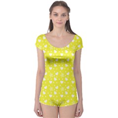 Hearts And Star Dot Yellow Boyleg Leotard  by snowwhitegirl