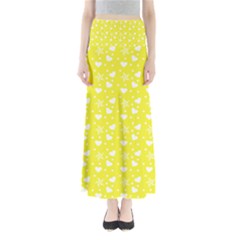 Hearts And Star Dot Yellow Full Length Maxi Skirt by snowwhitegirl