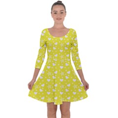 Hearts And Star Dot Yellow Quarter Sleeve Skater Dress by snowwhitegirl