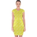 Hearts And Star Dot Yellow Capsleeve Drawstring Dress  View1