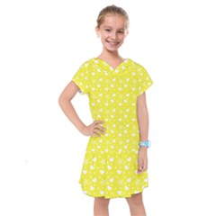 Hearts And Star Dot Yellow Kids  Drop Waist Dress by snowwhitegirl