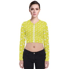 Hearts And Star Dot Yellow Zip Up Bomber Jacket