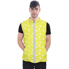 Hearts And Star Dot Yellow Men s Puffer Vest by snowwhitegirl