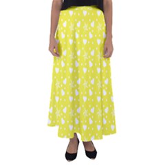 Hearts And Star Dot Yellow Flared Maxi Skirt by snowwhitegirl