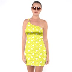 Hearts And Star Dot Yellow One Soulder Bodycon Dress by snowwhitegirl