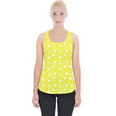 Hearts And Star Dot Yellow Piece Up Tank Top