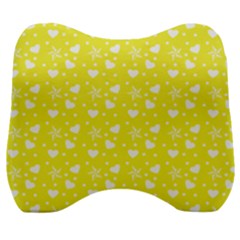 Hearts And Star Dot Yellow Velour Head Support Cushion