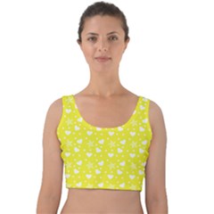 Hearts And Star Dot Yellow Velvet Crop Top