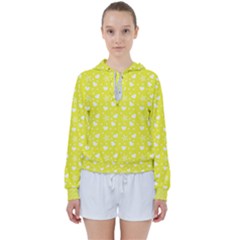 Hearts And Star Dot Yellow Women s Tie Up Sweat by snowwhitegirl