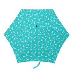 Hearts And Star Dot Blue Mini Folding Umbrellas by snowwhitegirl